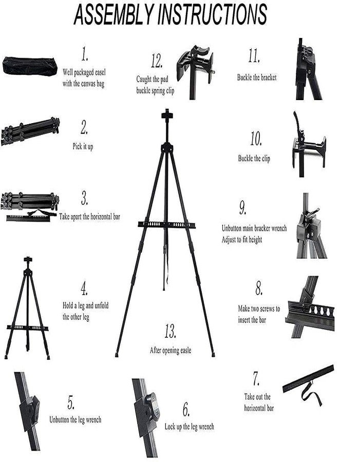 Brille Bee Portable Lightweight Metal Tripod Easel Stand, Adjustable Height up to 5FT, for Artists, Painting, Display, Advertisement, Holds Canvas up to 1 kg - Image 3