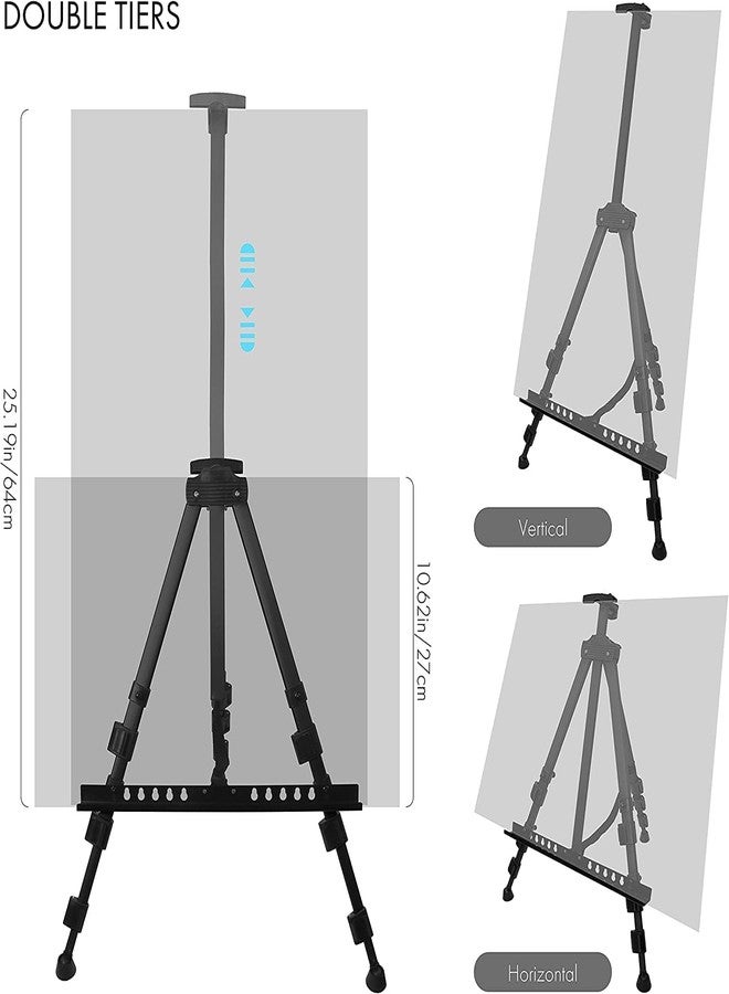 Brille Bee Portable Lightweight Metal Tripod Easel Stand, Adjustable Height up to 5FT, for Artists, Painting, Display, Advertisement, Holds Canvas up to 1 kg - Image 2