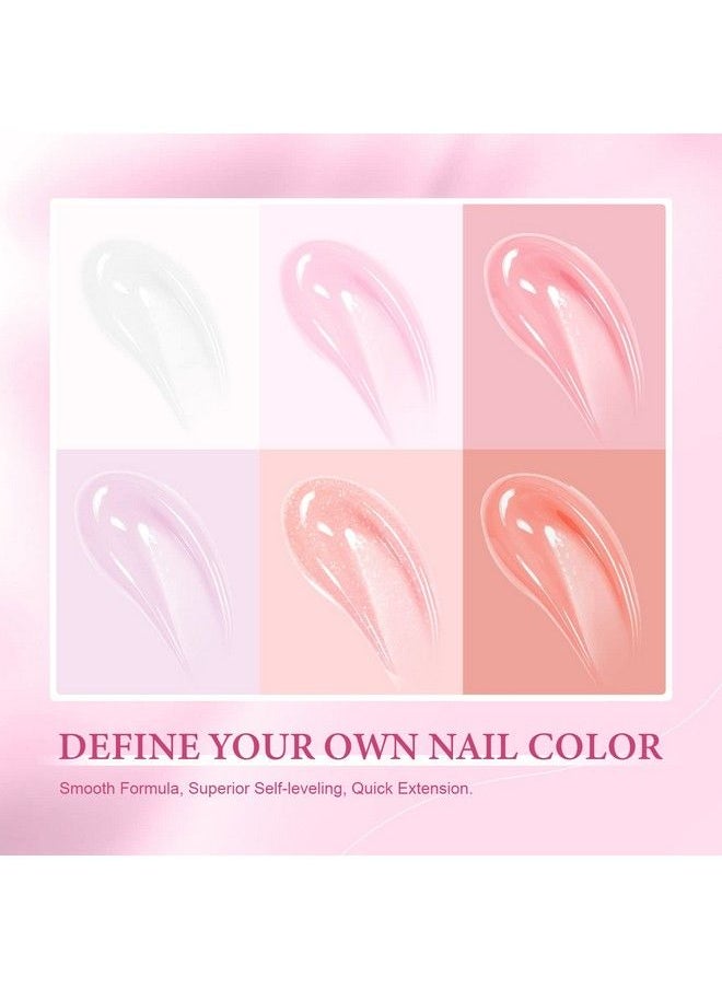 Saviland - Poly Gel Nail Kit 6 Colors Poly Nail Extension Gel Set 36W Uv Lamp Poly Nail Gel Kit With Base & Top Gel White Pink Colors For French Manicure Nail Art For Starter Home Diy - Image 1
