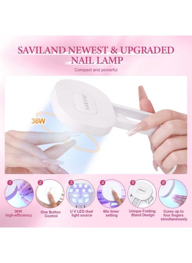 Saviland - Poly Gel Nail Kit 6 Colors Poly Nail Extension Gel Set 36W Uv Lamp Poly Nail Gel Kit With Base & Top Gel White Pink Colors For French Manicure Nail Art For Starter Home Diy - Image 1