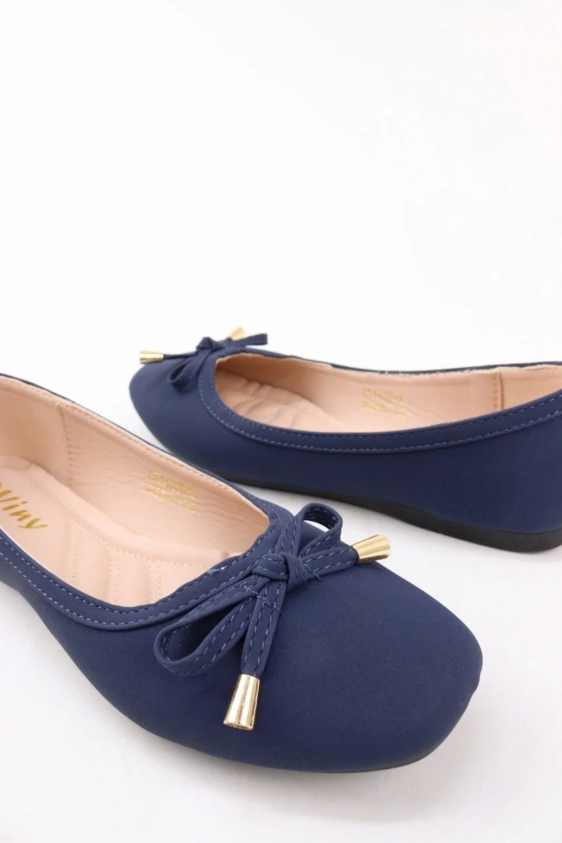 Viny NAVY VINY Women's Cushioned Ballet Flats – Comfortable Slip-On Ballerina Shoes, Lightweight Casual Flat Shoes, Soft Walking & Office Footwear for Everyday Wear for Women | Best Price UAE