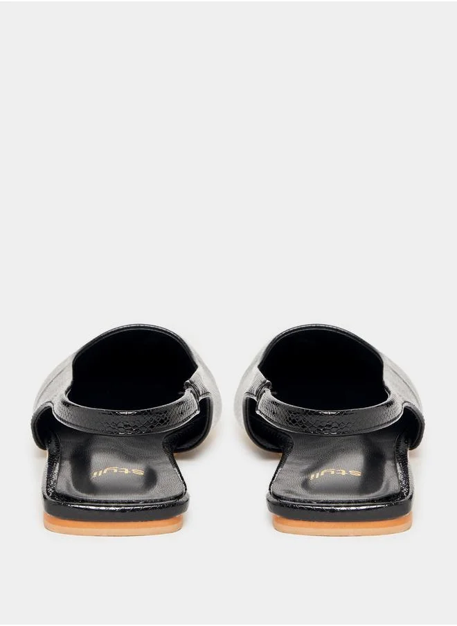 Styli Textured Pointed Toe Slingback Mules