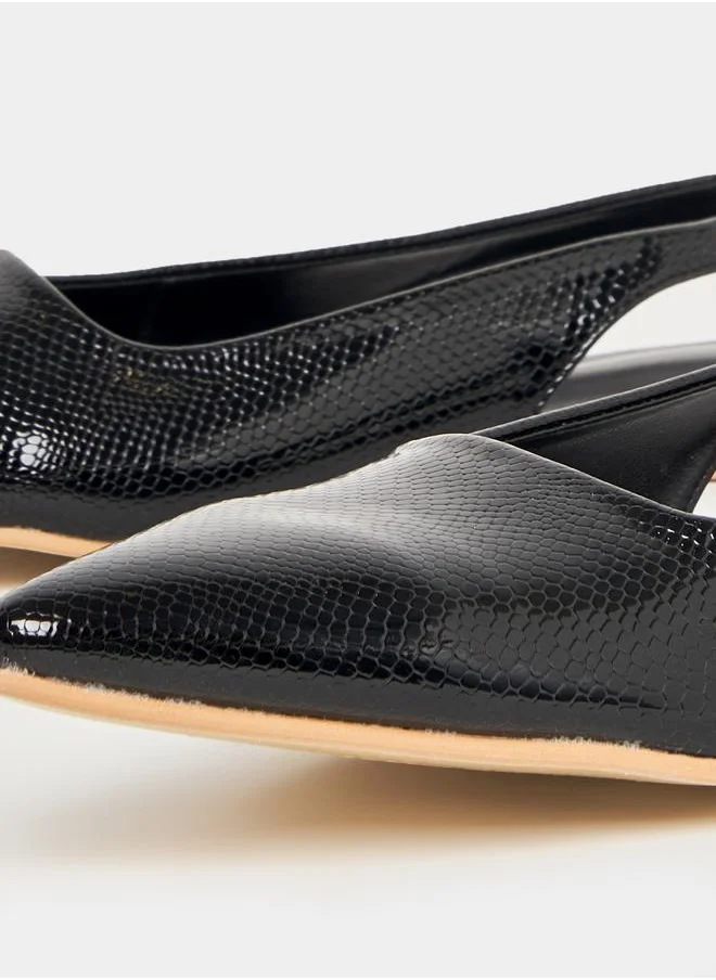 Styli Textured Pointed Toe Slingback Mules