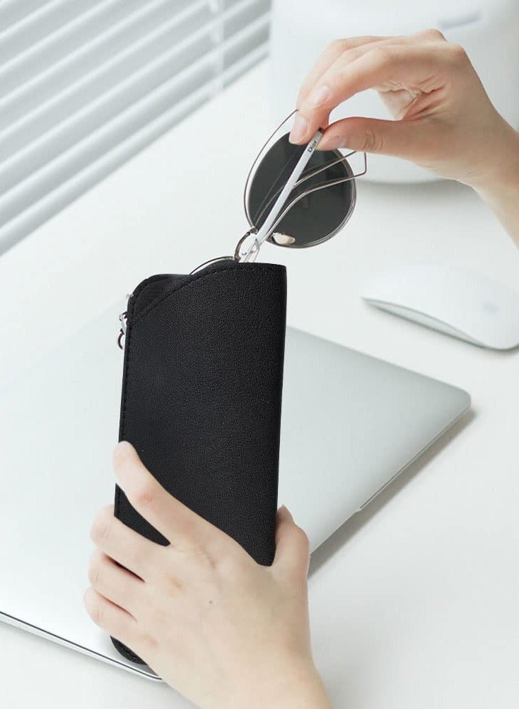 Zikra 4 Pack Soft Glasses Cases, Reading Glasses Case PU Leather Sunglasses Spectacles Bag Anti-Scratch Eyeglasses Pouch Case for Women Men Kids - Image 2