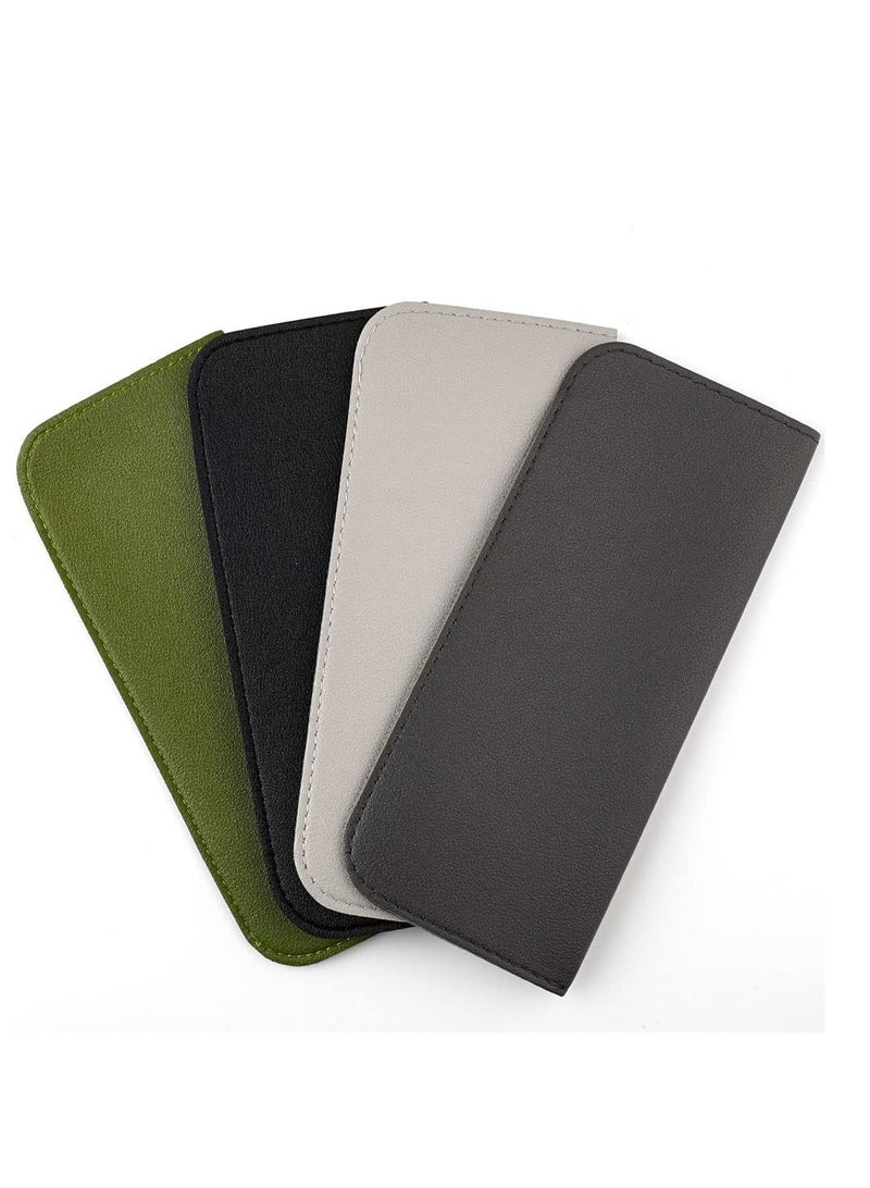 Zikra 4 Pack Soft Glasses Cases, Reading Glasses Case PU Leather Sunglasses Spectacles Bag Anti-Scratch Eyeglasses Pouch Case for Women Men Kids - Image 3