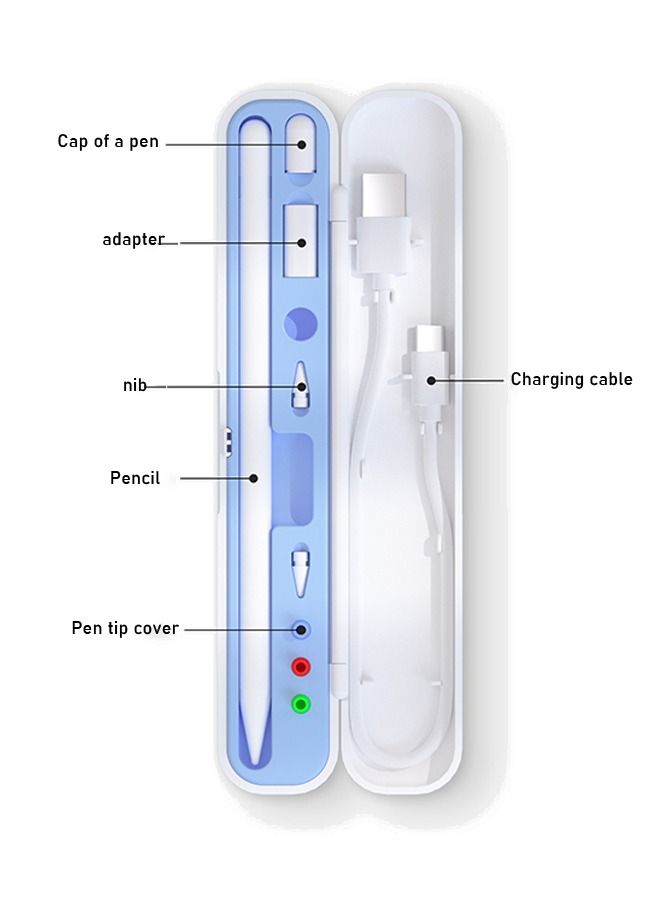 Capacitor Pen Storage Box for Apple Pencil 1/2 Generation, Apple Pencil Case, Simple Stylish Multi-Capacity Pencil Cover (Blue)  - Image 2