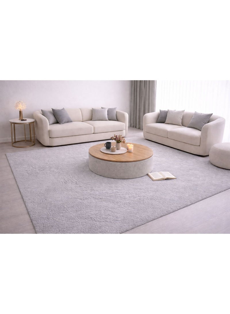 Home auraa Carpet Rug Anti-Slip – Size 160 x 230 cm – 5.25x7.55 ft | Horizon Shaggy Design - Grey Color | Ideal Carpet for Living Room, Bedroom, Office, Hallway or Balcony - Image 2