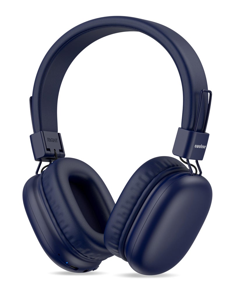 awatrue Kids Bluetooth Headphones, Over-Ear Wireless Headphones with Microphone, Safe-Volume 85dBA, Bluetooth 5.4, Foldable Lightweight and Comfortable, 50H Playtime, USB-C Charging, Blue - Image 1