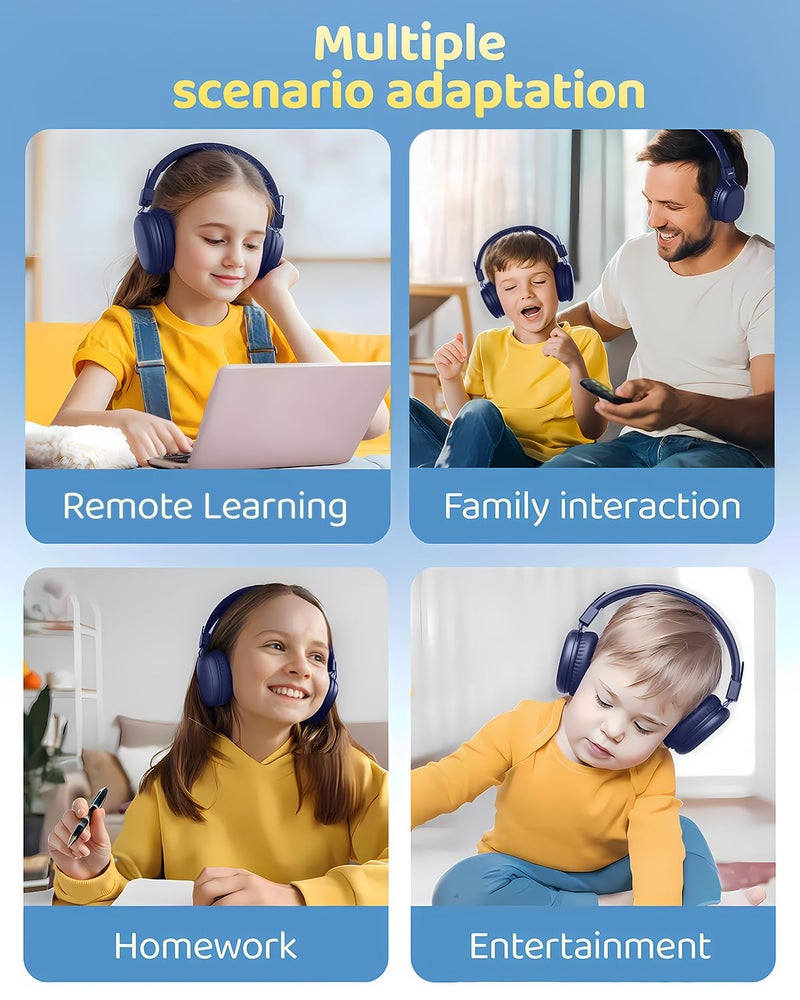 awatrue Kids Bluetooth Headphones, Over-Ear Wireless Headphones with Microphone, Safe-Volume 85dBA, Bluetooth 5.4, Foldable Lightweight and Comfortable, 50H Playtime, USB-C Charging, Blue - Image 4
