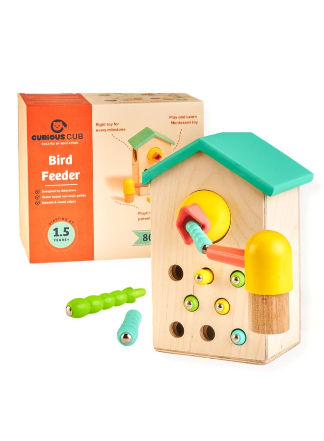 Curious Cub Magnetic Bird Feeder   With Worms And Mother Bird Feeder - Image 1