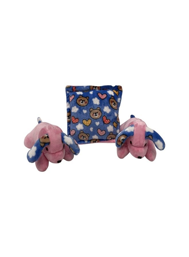 PINKS & BLUES Full Sleeping 5 Piece Baby Bedding Set with 2 Puppy Shape Side Pillows (0-42MONTHS) (Printed Blue) - Image 2