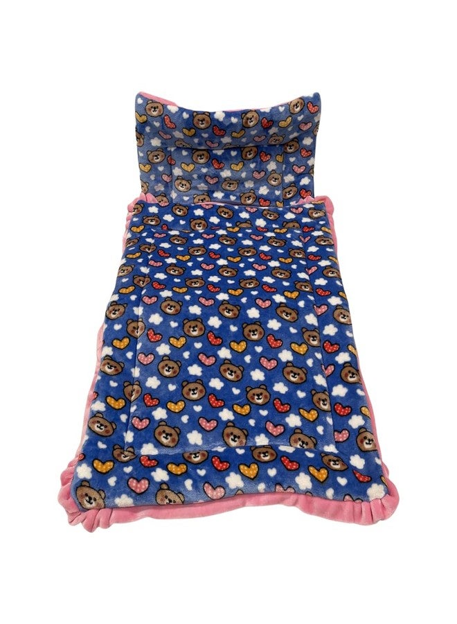 PINKS & BLUES Full Sleeping 5 Piece Baby Bedding Set with 2 Puppy Shape Side Pillows (0-42MONTHS) (Printed Blue) - Image 3