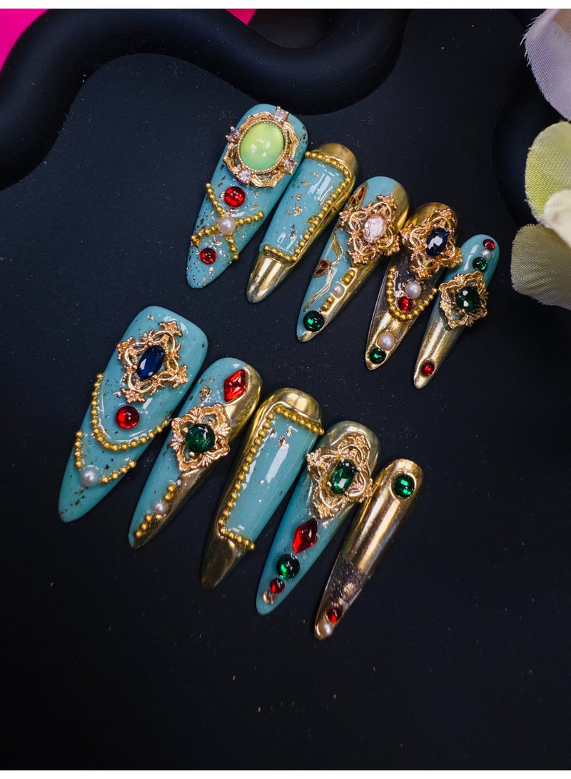 اللصاقات الذهبية والخضراء ذات اللون الغريب، المحملة H2717. - Image 2