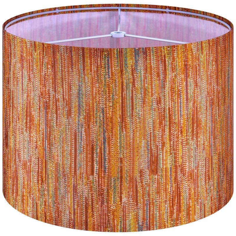 GO&SO 1 Pack Stripe Drum Lamp Shade Chroma Multi-Red- 13"x13"x10" (Spider) - Bohemia Style Replacement Lampshade for Table, Floor & Bedside Lamps -Handcrafted Natural Fabric Lamp Shade -Easy Assembly - Image 1