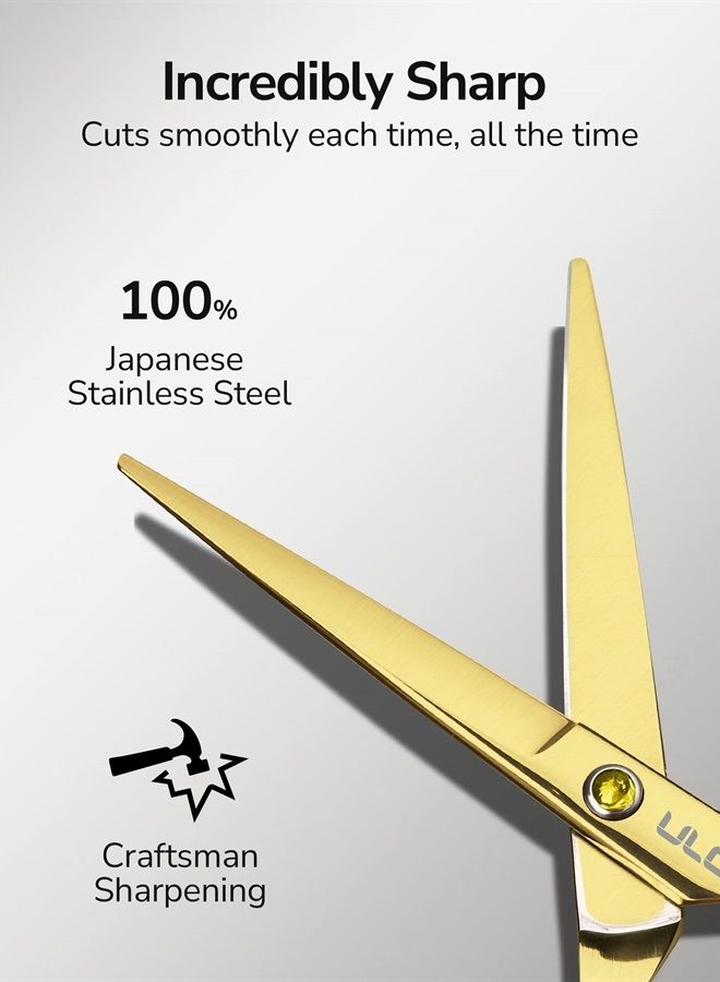 ULG Hair Cutting Scissors, ULG Hair Shears 6.5 inch Hairdressing Hair Scissor, Salon Razor Edge Hair Cutting Shears, Japanese Stainless Steel Haircut Scissors with Detachable Finger - Image 3