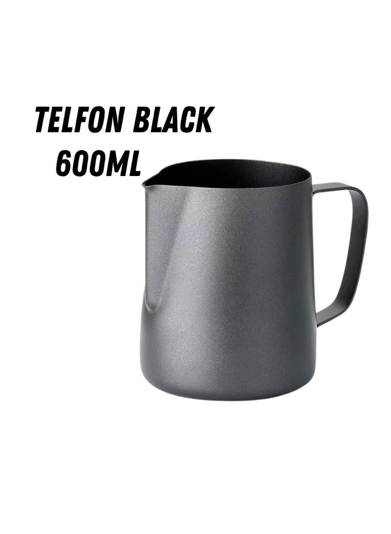 تايم مور كوب قهوة من الفولاذ المقاوم للصدأ لرغوة الحليب تيفلون أسود 600 مل