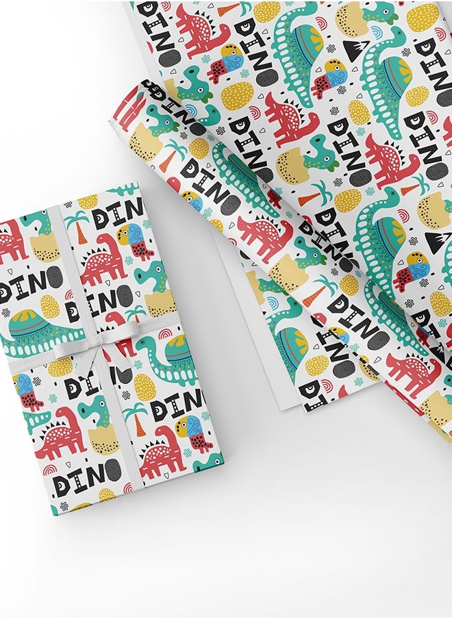 Share the Love Dino White Wrapping Paper Pack – 4 Sheets (50 cm x 70 cm Each)  - Image 3