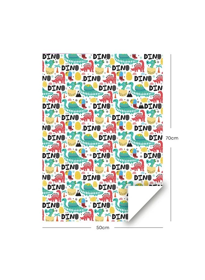 Share the Love Dino White Wrapping Paper Pack – 4 Sheets (50 cm x 70 cm Each)