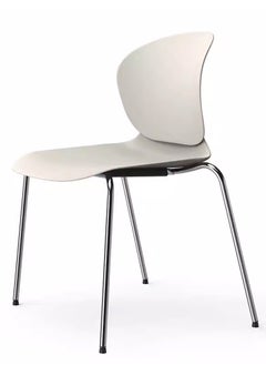 LANNYHOME Jeffcoco Furniture Steel Chair Modern Design Dining Chair For Home,Restaurant,Office Desk Reading, Meeting Chair,Coffee Shop,Indoor Outdoor Chair Simple Style (White One Piece)  - Image 1
