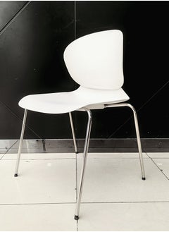 LANNYHOME Jeffcoco Furniture Steel Chair Modern Design Dining Chair For Home,Restaurant,Office Desk Reading, Meeting Chair,Coffee Shop,Indoor Outdoor Chair Simple Style (White One Piece)  - Image 2