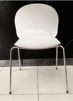LANNYHOME Jeffcoco Furniture Steel Chair Modern Design Dining Chair For Home,Restaurant,Office Desk Reading, Meeting Chair,Coffee Shop,Indoor Outdoor Chair Simple Style (White One Piece)  - Image 3