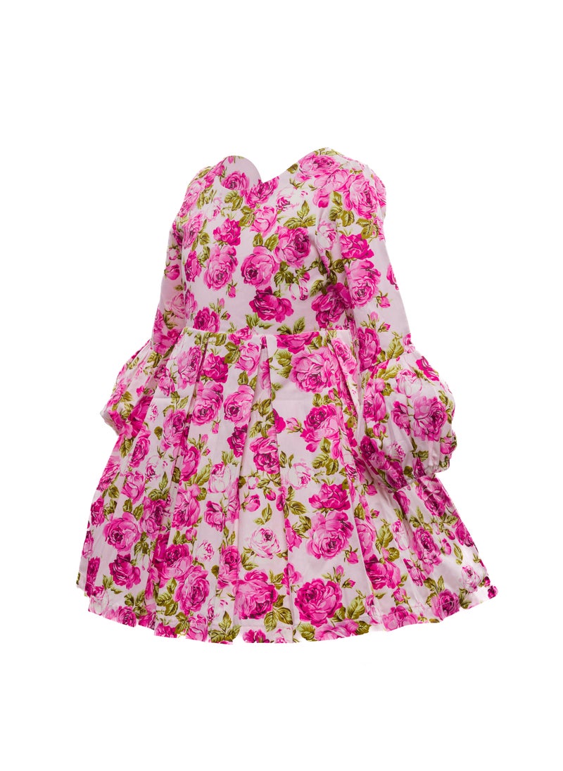 Queen FLOWER DRESS Pink Girls Party Dress, Princess Dress Party Wear Wedding Evening Formal Pageant Dance Gown for Birthday Kid Girls Elegant  - Image 1