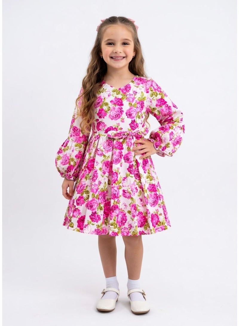 Queen FLOWER DRESS Pink Girls Party Dress, Princess Dress Party Wear Wedding Evening Formal Pageant Dance Gown for Birthday Kid Girls Elegant - Image 1