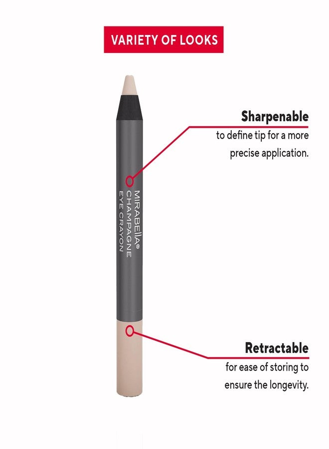 Mirabella Eye Crayon Jumbo Waterproof Eyeliner Pencil, Ultra-Creamy and Highly Pigmented Eyeshadow Stick Glides Smoothly and Blends Effortlessly, Offers All-Day Wear and Smoky Looks, Champagne - Image 4