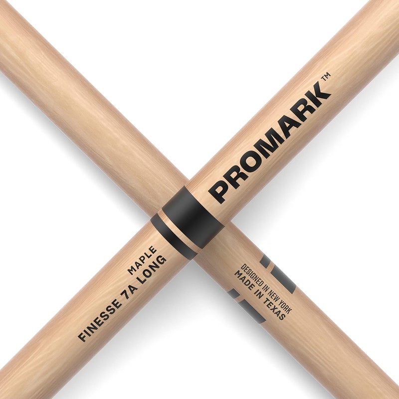ProMark Drum Sticks - Finesse 7A Drumsticks - Drum Sticks Set - Small Round Wood Tip - Long Maple Drumsticks - Consistent Weight and Pitch - 1 Pair - Image 3