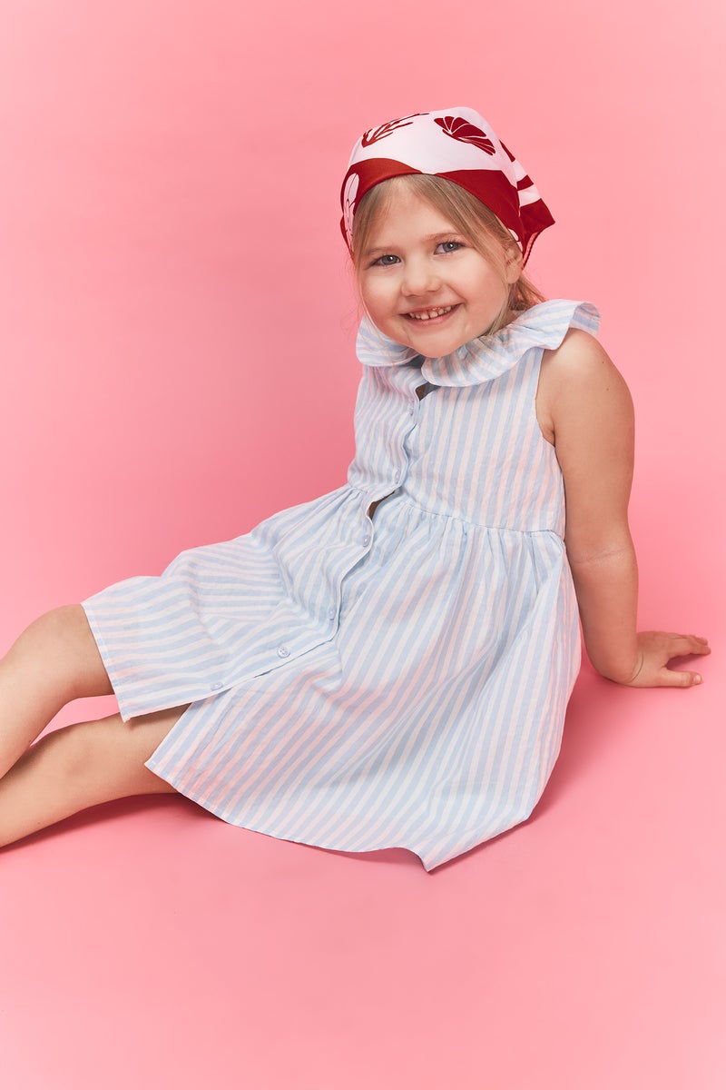 DeFacto Blue BabyGirl Baby Girl Striped Strappy Waffle Textured Dress Casual - Image 4