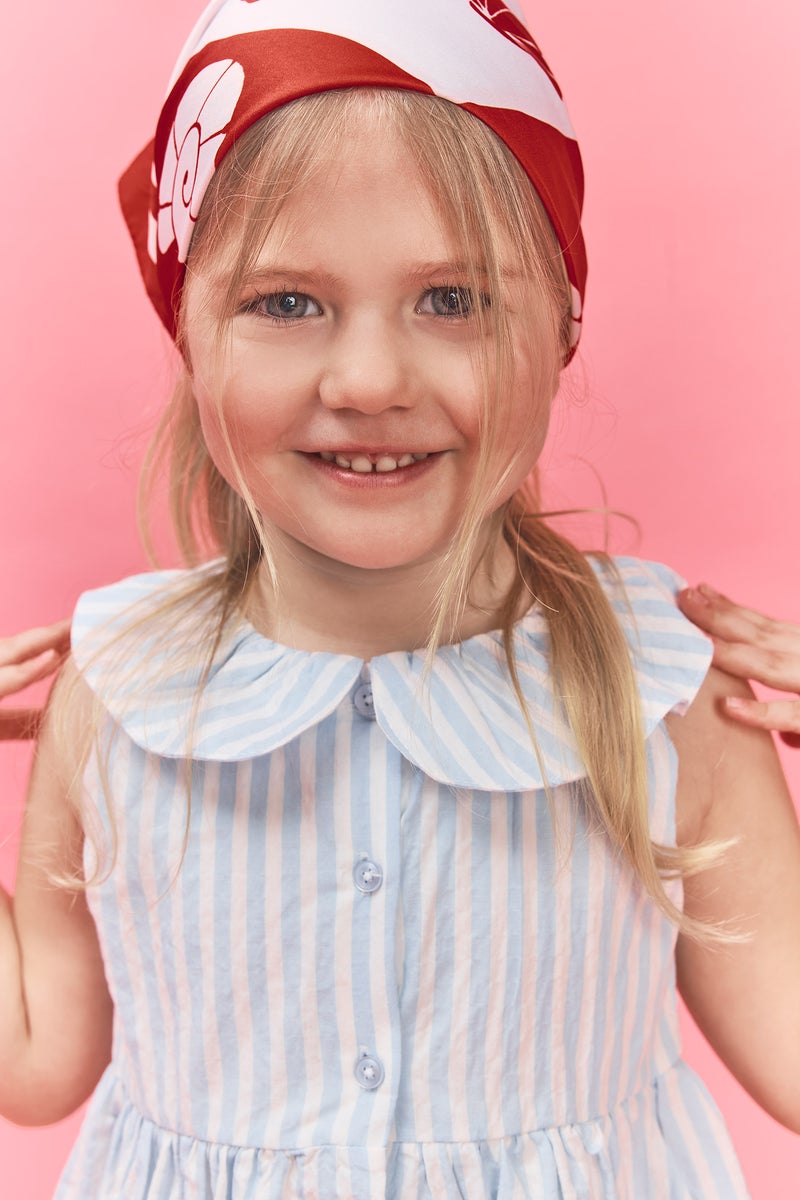 DeFacto Blue BabyGirl Baby Girl Striped Strappy Waffle Textured Dress Casual - Image 5