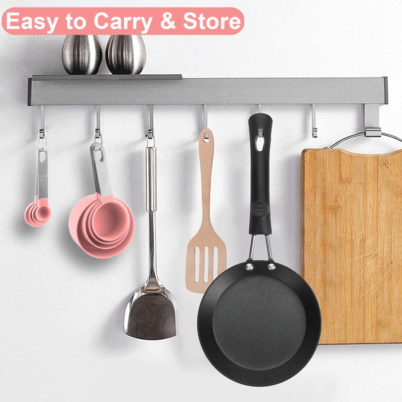 Measuring Cups and Spoons Set, 8 Pieces Measuring Cups and Measuring Spoons with Stackable Stainless Steel Handle Measure Dry or Liquid Ingredients Measuring Set for Kitchen Cooking and Baking (Pink) - Image 5