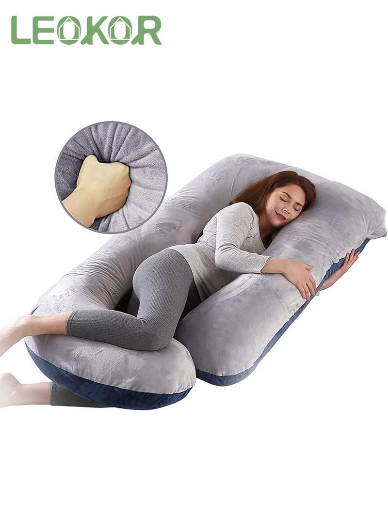 LEOKOR Maternity Pillow, U Shaped Pregnancy Pillow Crystal Velvet with Removable Cover Full Body Pillow Support for Back, Hips, Legs, Belly  - Image 1