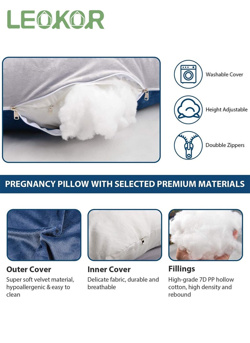 LEOKOR Maternity Pillow, U Shaped Pregnancy Pillow Crystal Velvet with Removable Cover Full Body Pillow Support for Back, Hips, Legs, Belly  - Image 4
