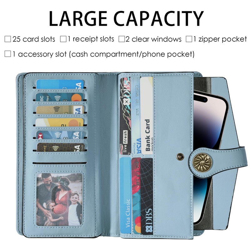 Travelambo Women's Wallet RFID Blocking Trifold Clutch Large Capacity Credit Card Holder Travel Purse - Image 4