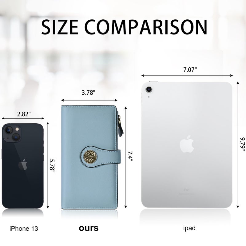 Travelambo Women's Wallet RFID Blocking Trifold Clutch Large Capacity Credit Card Holder Travel Purse - Image 2