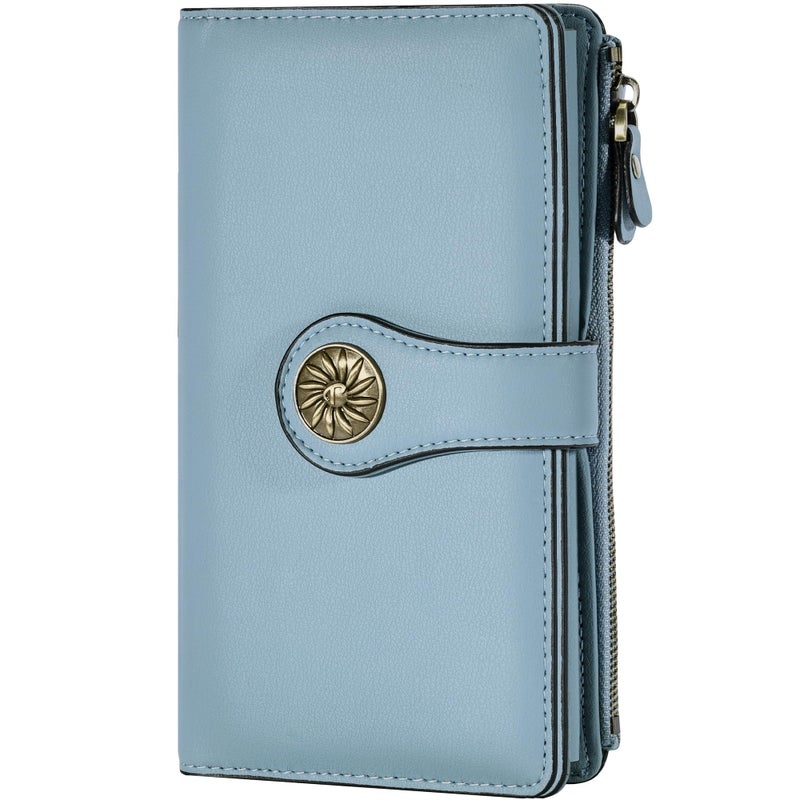 Travelambo Women's Wallet RFID Blocking Trifold Clutch Large Capacity Credit Card Holder Travel Purse - Image 1