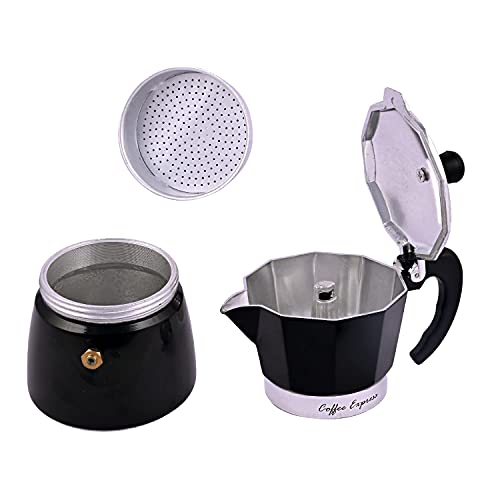 3D CREATIONS Aluminium Espresso Stove Percolator Polished Cups (Black, 3 Cups) - Image 2