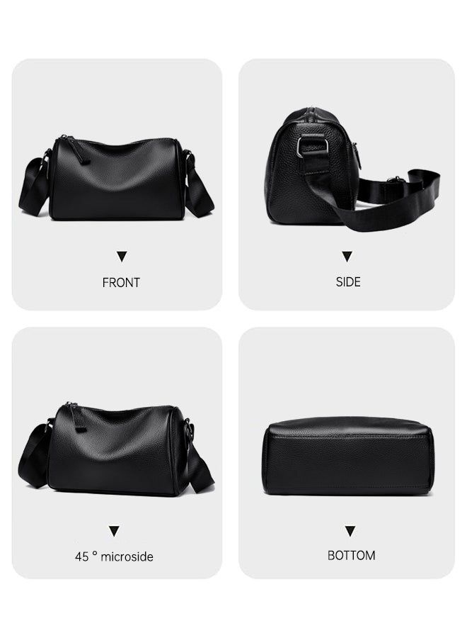 شبيلي للرجال حقيبة كتف وكروس ساتشل من جلد بقري أصلي بسعة كبيرة وتصميم متعدد الجيوب مع حزام قابل للتعديل؛ مثالية للاستخدام اليومي والكاجوال والحفلات والسفر والعمل والتنقل وللشباب وطلاب الجامعة ‎(أسود)‎ - Image 5