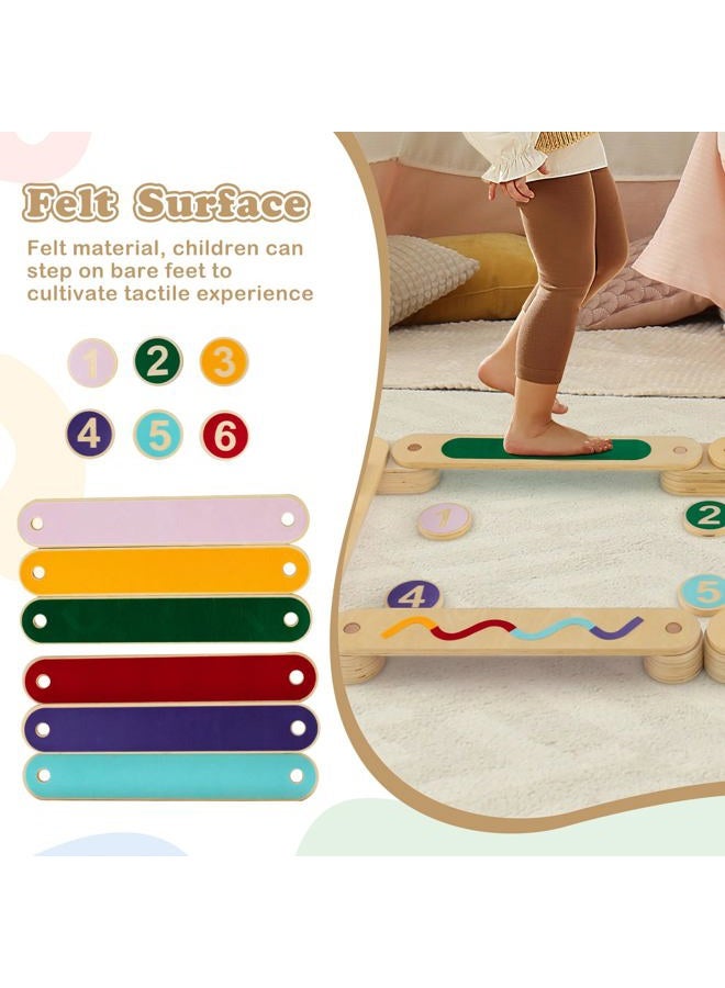 INFANS Wooden Balance Beam Stepping Stones for Kids, Double-Sided Montessori 12 Piece Obstacle Felt Course Gymnastics Toy Furniture for Toddler Indoor Outdoor, Build Coordination Gross Motor Skills - Image 3