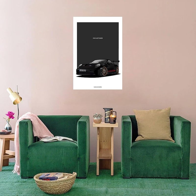 Dujoi Car Poster 911 GT3RS Posters Racing Car Wall Art Vintage Car Posters For Men Car Art Prints 911 Canvas Framed Unframe-style 12x18inch(30x45cm) - Image 4