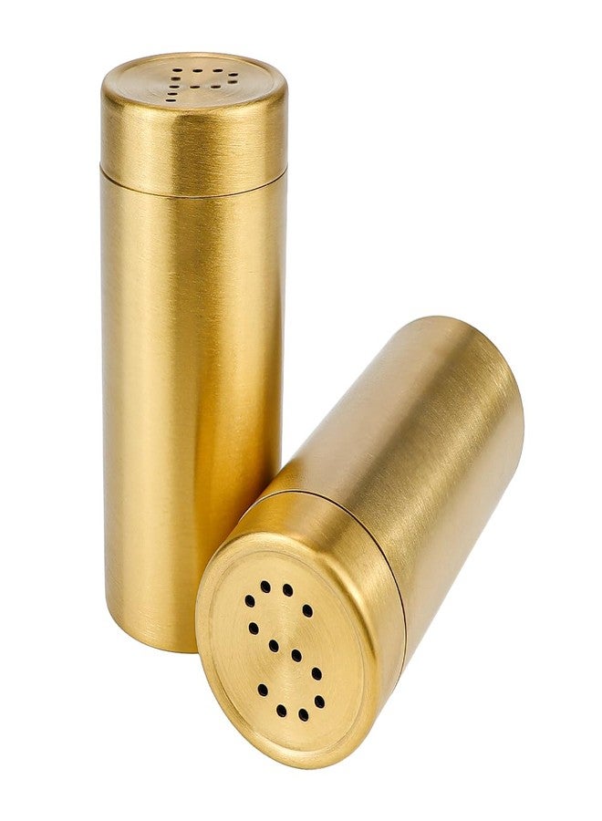 DOERDO DD DOERDO Salt and Pepper Shaker 2 Pcs Stainless Steel Spice Jars Seasoning Dispenser for Salt Sugar Spice Pepper, Gold, 3.5 Inch - Image 1