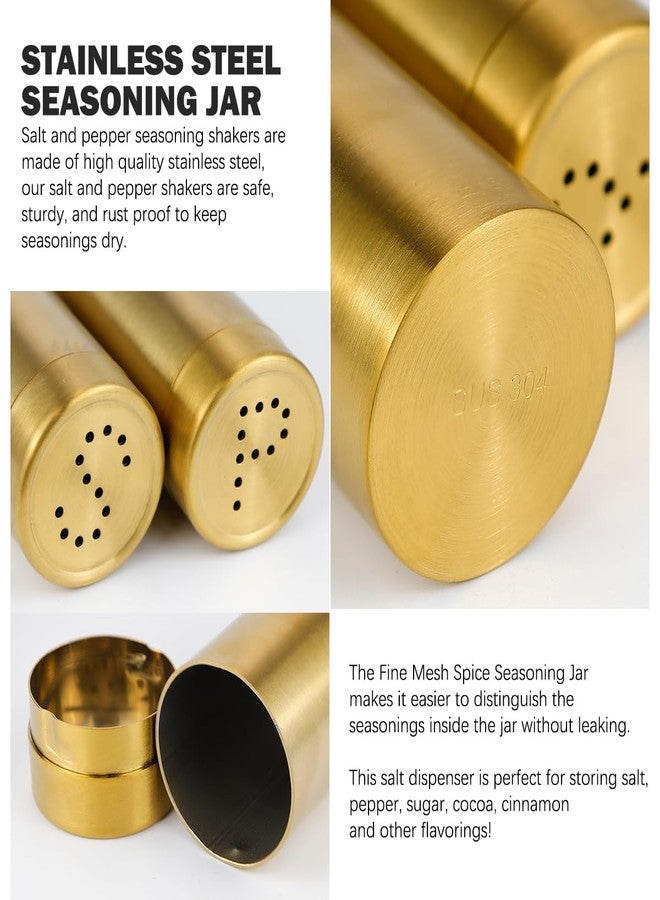 DOERDO DD DOERDO Salt and Pepper Shaker 2 Pcs Stainless Steel Spice Jars Seasoning Dispenser for Salt Sugar Spice Pepper, Gold, 3.5 Inch - Image 3