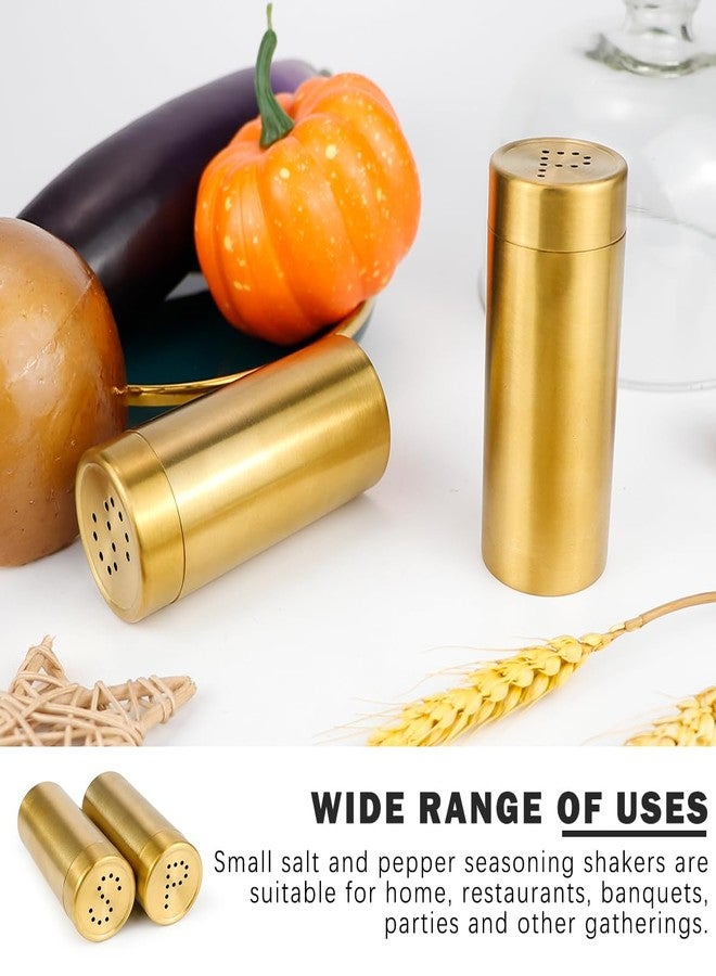 DOERDO DD DOERDO Salt and Pepper Shaker 2 Pcs Stainless Steel Spice Jars Seasoning Dispenser for Salt Sugar Spice Pepper, Gold, 3.5 Inch - Image 4
