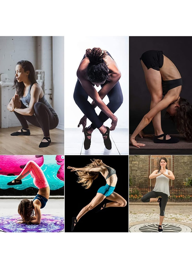 ULHYC - 4 Pairs Girls Yoga Socks Strap Non-slip Yoga Socks for Women,Unisex Yoga Special Slipper Socks Ballet Dance Socks Anti-Skid Socks Multi - Image 1