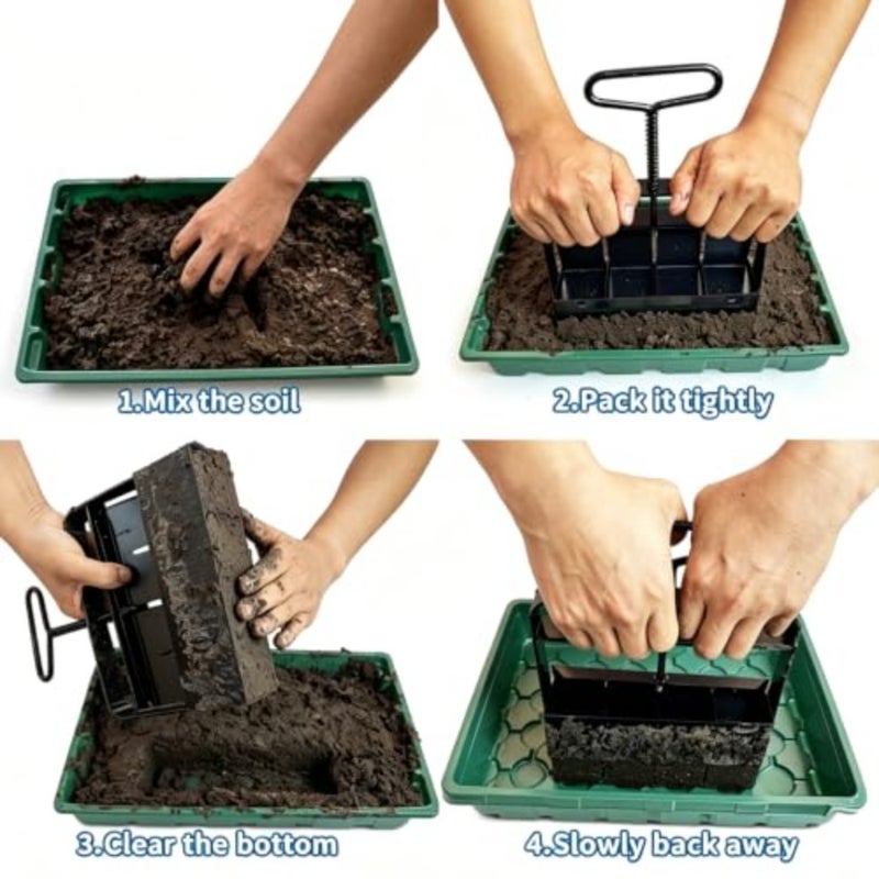 Soil Block Maker with 4 Cells and Handle, Seed Starting Tool for Transplant and Germinationbaihuo - Image 4