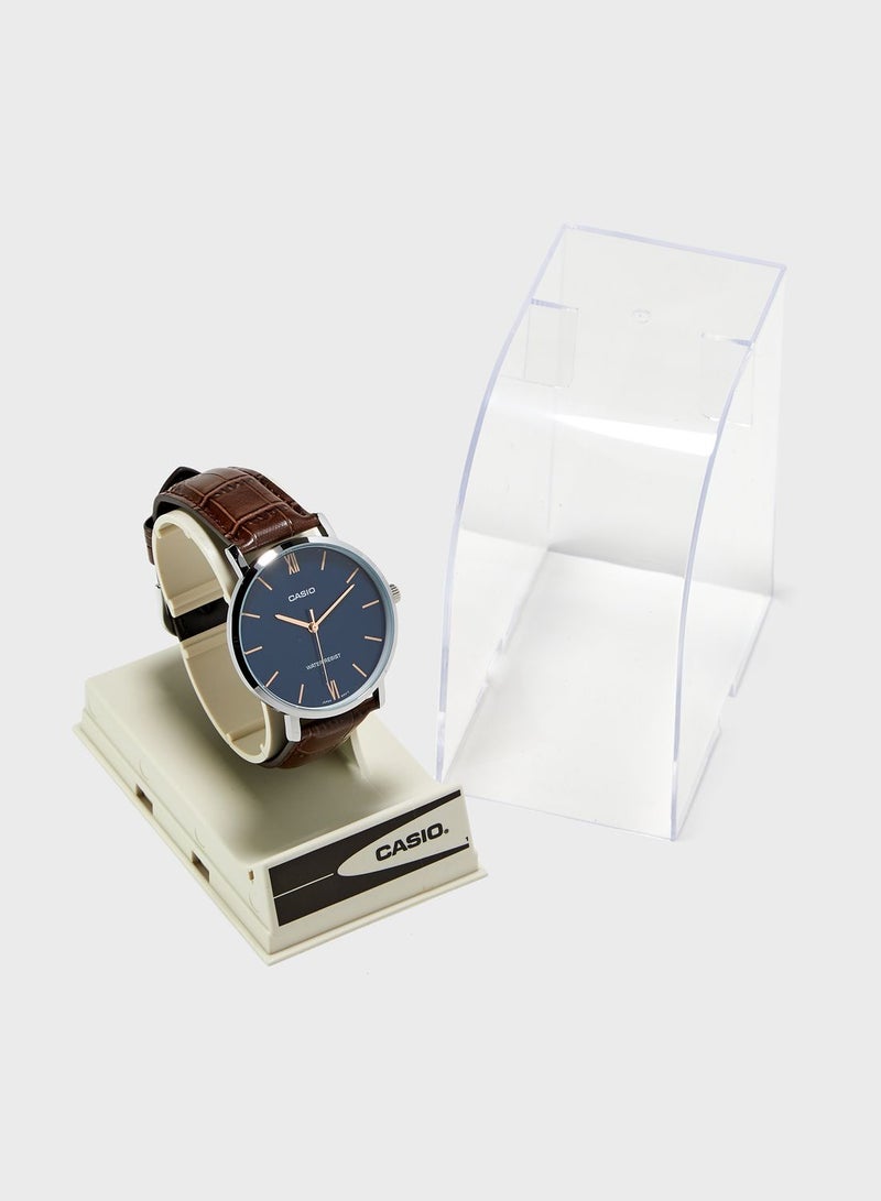 كاسيو ساعة انالوج جلد اصلي - Image 4