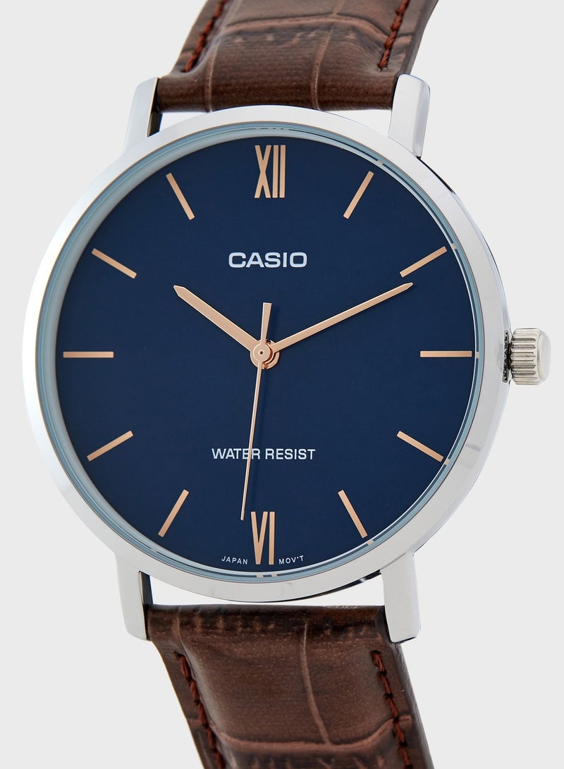 كاسيو ساعة انالوج جلد اصلي - Image 2