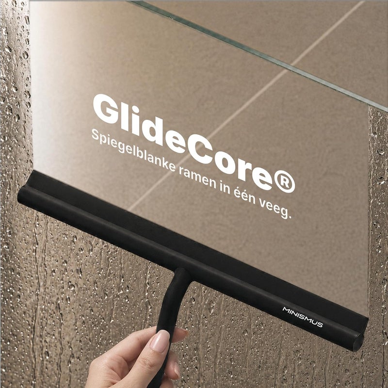 Minismus Shower Squeegee - Squeegee for Shower, Bathroom, Tiles, Mirrors, Windows - Includes Magnetic Holder No Drilling Required - Modern Design in Elegant (33 cm, Black) - Image 2