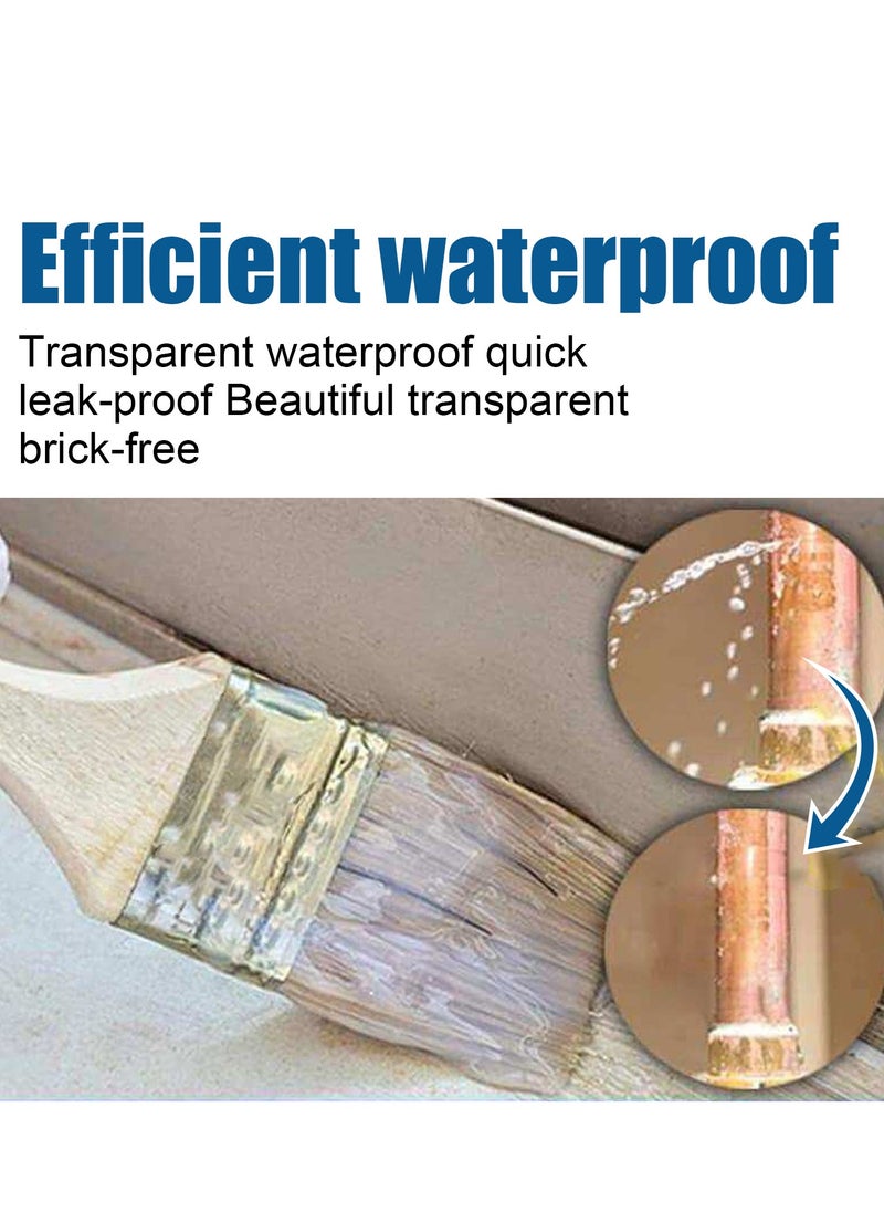 JUE-FISH Jue-Fish Transparent Waterproof Adhesive Transparent Waterproof Coating Bathroom Balcony Free Smashing Brick Roof Leakproof Adhesive 100g + Brush (boxed)  - Image 2